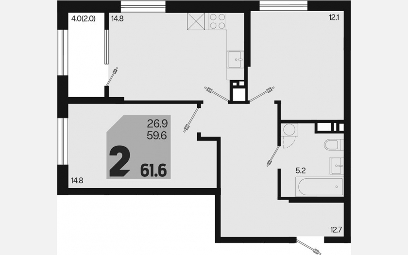 <span>Продается 2-комн. квартира,</span><span>59.60 м², 8/18 этаж </span> фото 0
