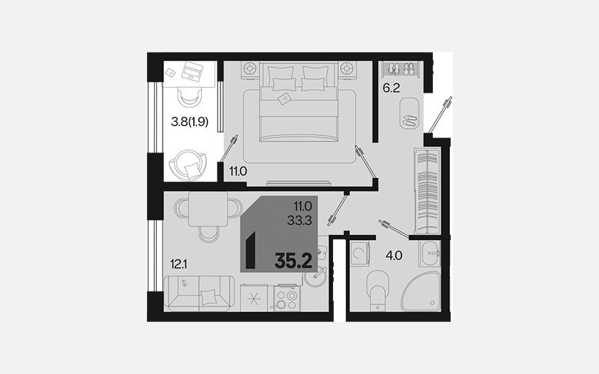 <span>Продается 1-комн. квартира,</span><span>33.30 м², 17/18 этаж </span> фото 0