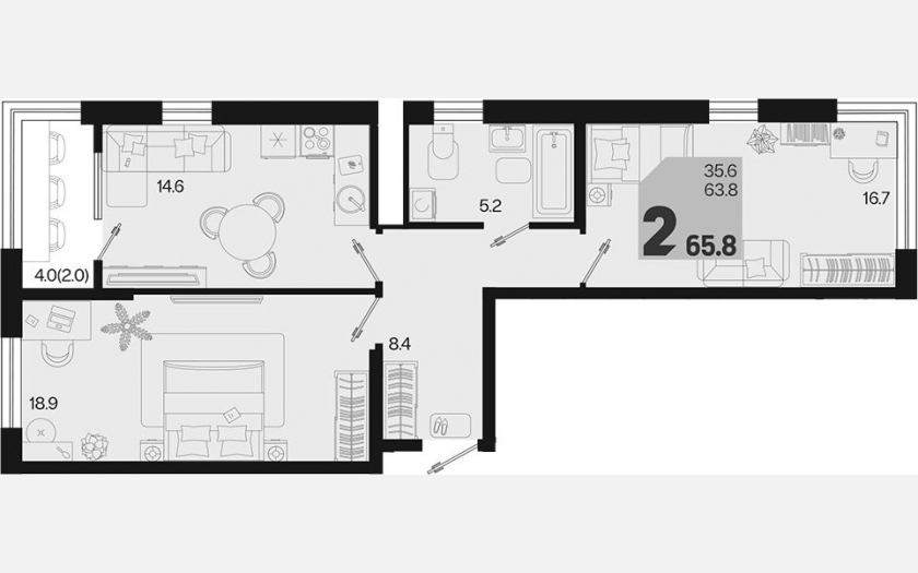 <span>Продается 2-комн. квартира,</span><span>63.80 м², 15/18 этаж </span> фото 0