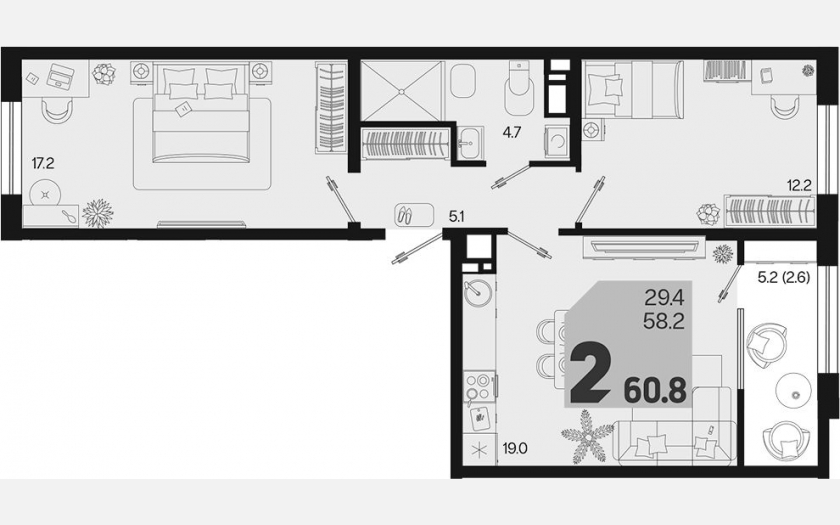 <span>Продается 2-комн. квартира,</span><span>58.20 м², 9/18 этаж </span> фото 0