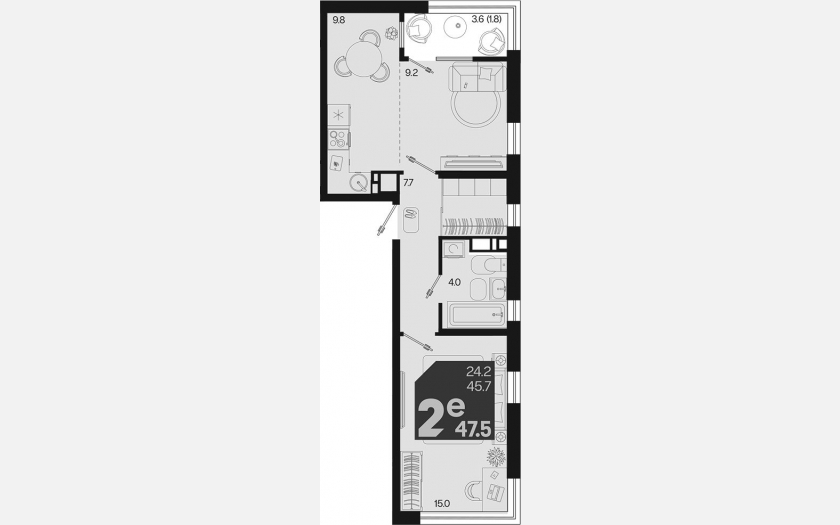 <span>Продается 2-комн. квартира,</span><span>45.70 м², 12/18 этаж </span> фото 0