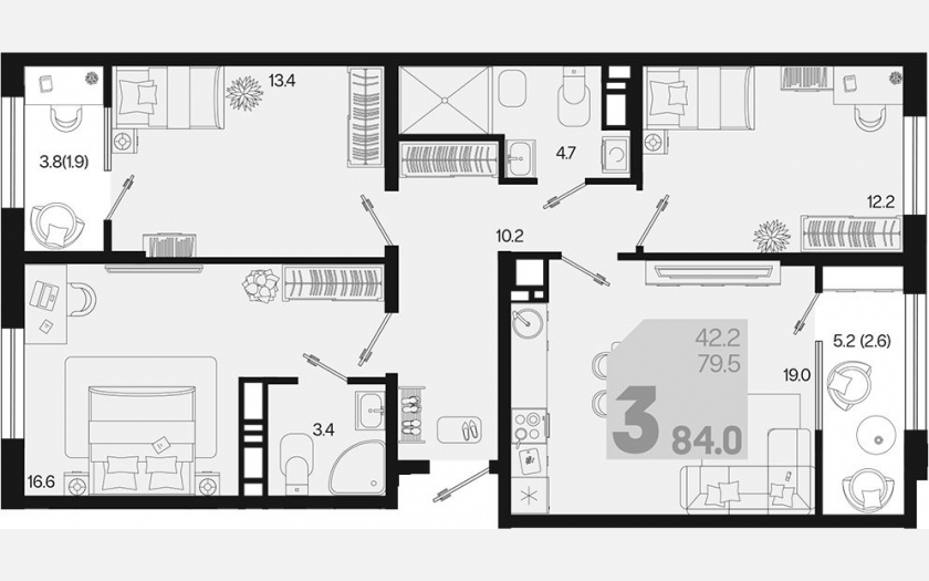 <span>Продается 3-комн. квартира,</span><span>79.50 м², 18/18 этаж </span> фото 0
