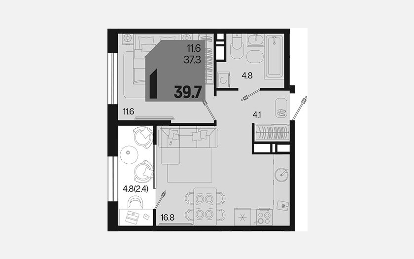 <span>Продается 1-комн. квартира,</span><span>37.30 м², 7/18 этаж </span> фото 0