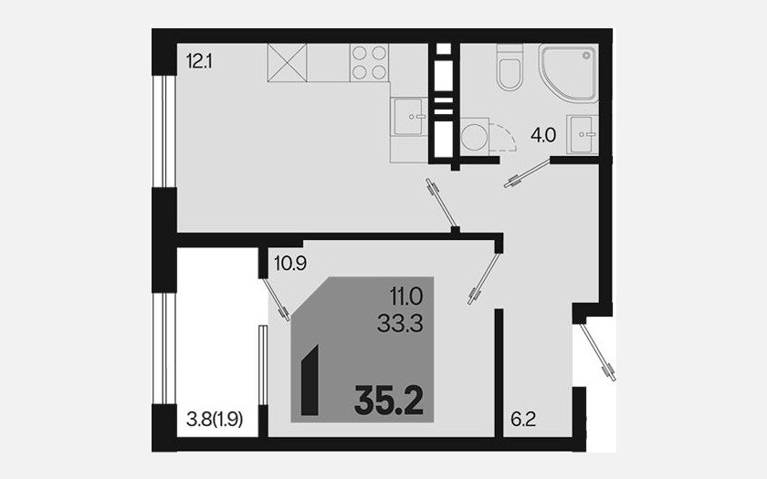 <span>Продается 1-комн. квартира,</span><span>33.30 м², 13/18 этаж </span> фото 0