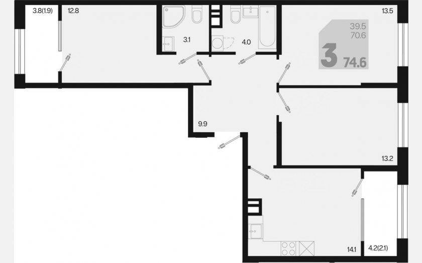 <span>Продается 3-комн. квартира,</span><span>70.60 м², 5/9 этаж </span> фото 0