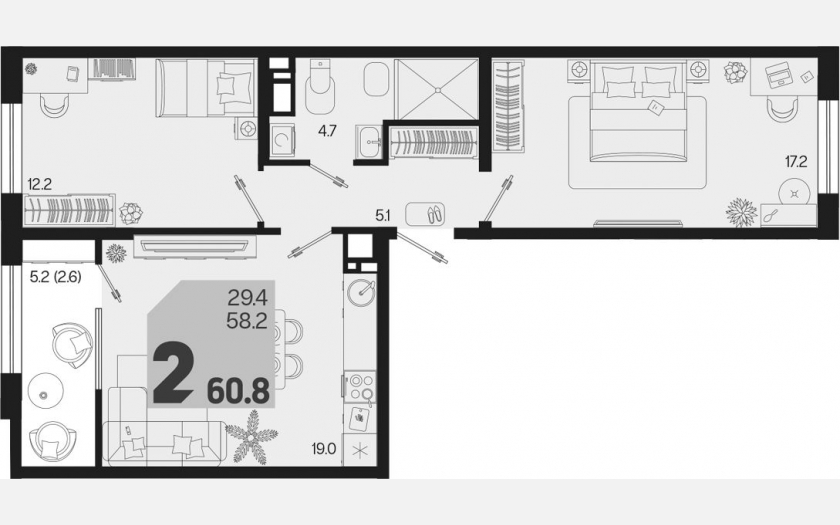 <span>Продается 2-комн. квартира,</span><span>58.20 м², 8/18 этаж </span> фото 0