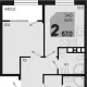 2-комн. квартира, 62.60 м², 9/9 этаж фото 0
