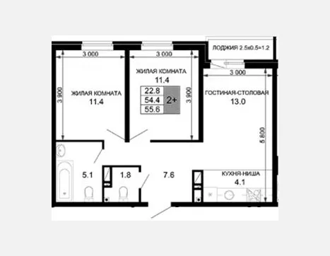 3-комн. квартира, 54.40 м², 5/16 этаж фото 0