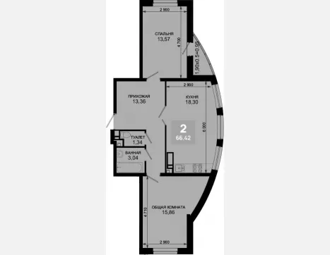 3-комн. квартира, 65.47 м², 2/19 этаж фото 0