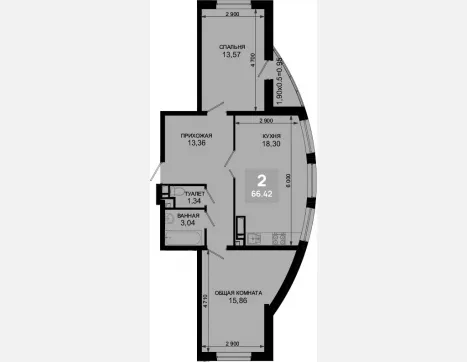 3-комн. квартира, 65.47 м², 17/19 этаж фото 0