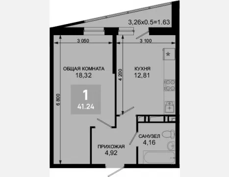1-комн. квартира, 40.21 м², 16/19 этаж фото 0