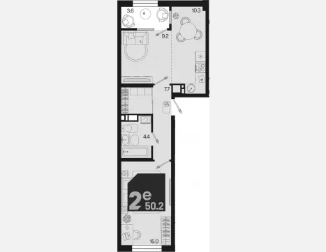 2-комн. квартира, 46.60 м², 2/18 этаж фото 0