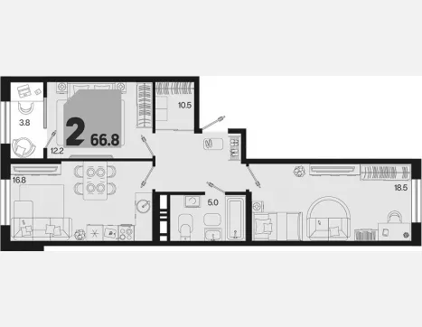 3-комн. квартира, 63 м², 9/18 этаж фото 0