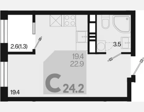 студия, 22.90 м², 10/18 этаж фото 0