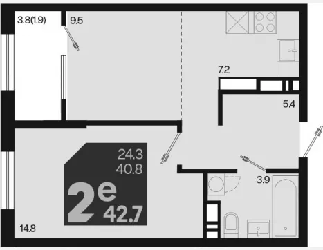 2-комн. квартира, 40.80 м², 18/18 этаж фото 0
