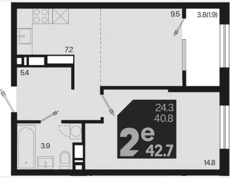 2-комн. квартира, 40.80 м², 15/18 этаж фото 0