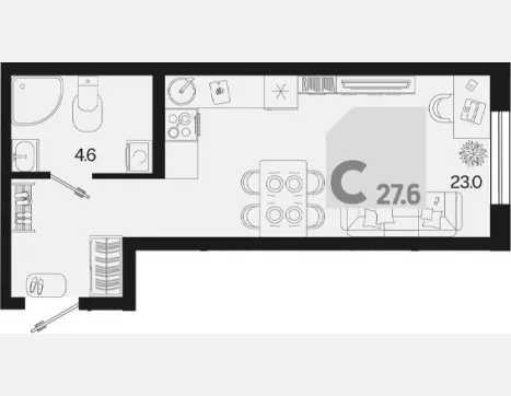 студия, 27.60 м², 2/18 этаж фото 0
