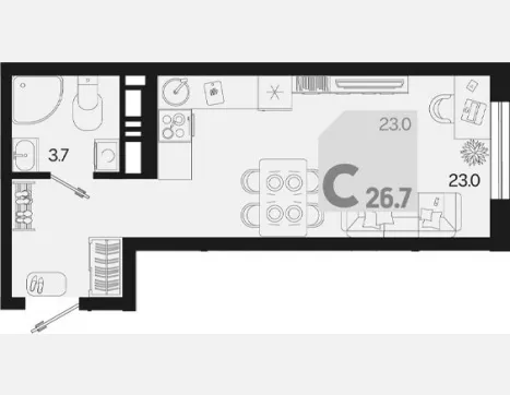 студия, 26.70 м², 10/18 этаж фото 0