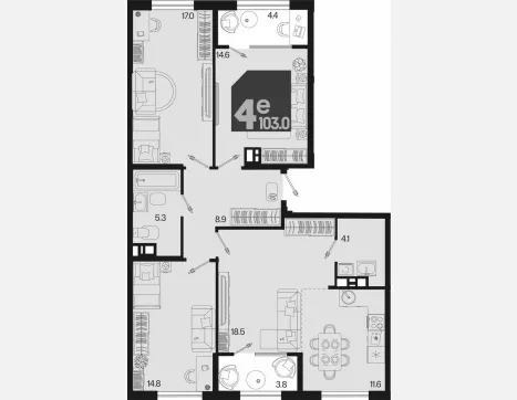 4-комн. квартира, 94.80 м², 9/9 этаж фото 0