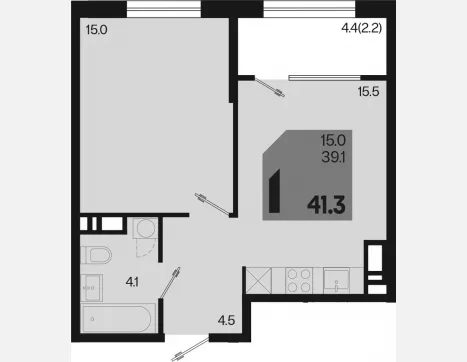 2-комн. квартира, 39.10 м², 12/18 этаж фото 0