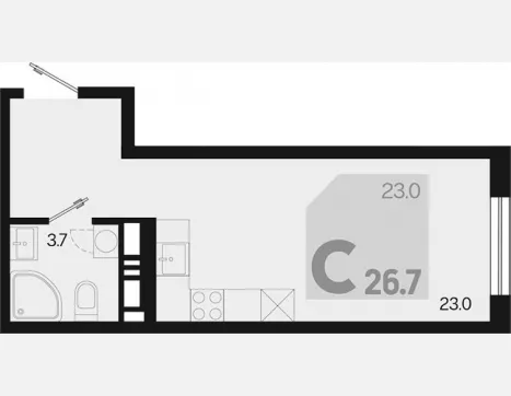 студия, 26.70 м², 8/18 этаж фото 0
