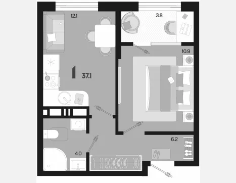 1-комн. квартира, 33.30 м², 16/18 этаж фото 0