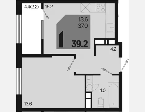 2-комн. квартира, 37 м², 14/18 этаж фото 0