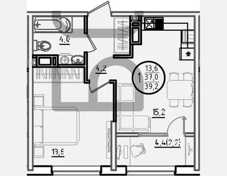 1-комн. квартира, 37 м², 9/18 этаж фото 0