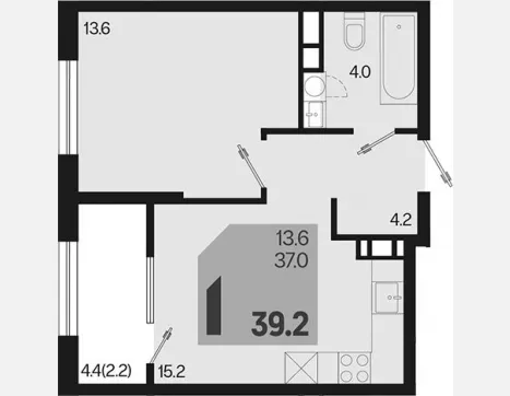 1-комн. квартира, 37 м², 18/18 этаж фото 0