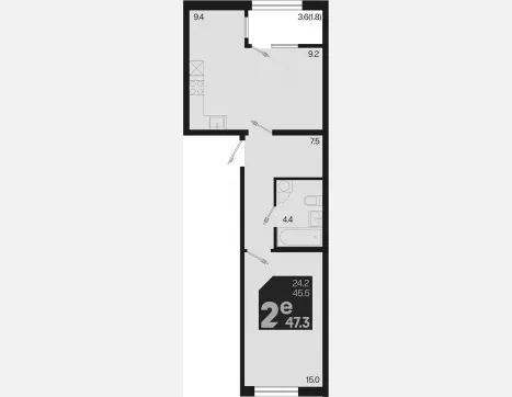 2-комн. квартира, 45.50 м², 2/9 этаж фото 0