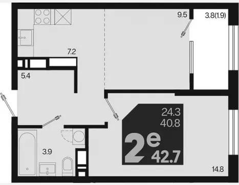 2-комн. квартира, 40.80 м², 13/18 этаж фото 0
