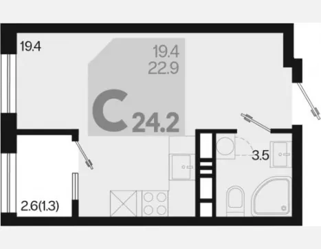 студия, 22.90 м², 18/18 этаж фото 0