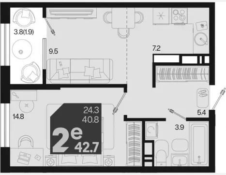 2-комн. квартира, 40.80 м², 4/18 этаж фото 0